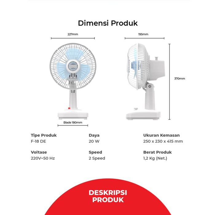 Maspion Desk Fan 7" - F18DE